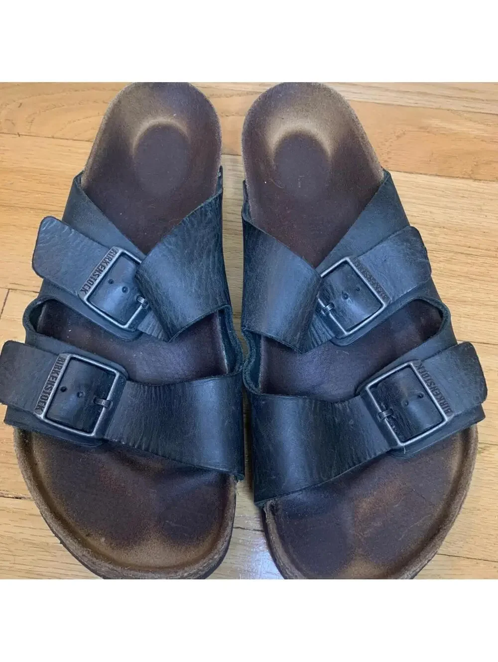 Birkenstock Arizona Sandals in Black Oiled Leather - Size 42